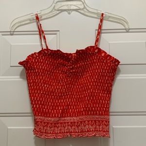3/$15 Gianni Bini size small red/white smocked tank top with ruffles